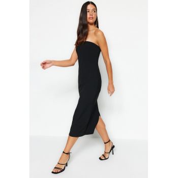 Rochie midi cu decolteu bandeau