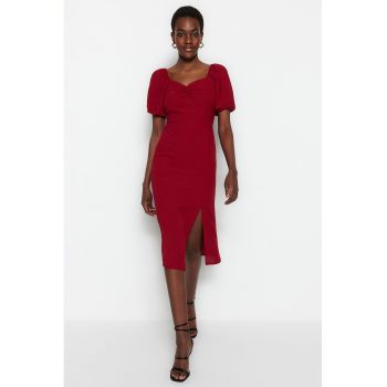 Rochie midi cu maneci bufante