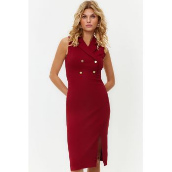 Rochie midi cu revere decupate