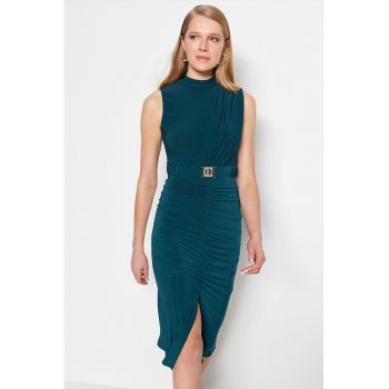 Rochie midi cu slit frontal