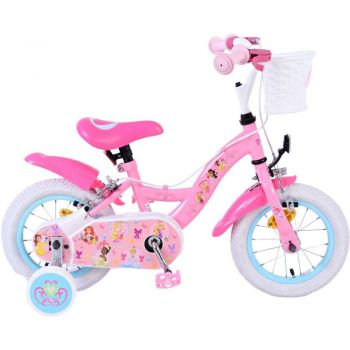 Bicicleta pentru copii Volare Disney Princess fete 12 inch roz cu doua frane de mana