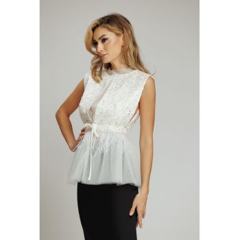 Bluza fara maneci cu paiete