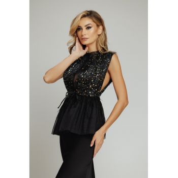 Bluza fara maneci cu peplum