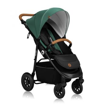 Carucior sport Lionelo Natt de la nastere cu accesorii si capotina XXL reglabila 0-22 kg verde