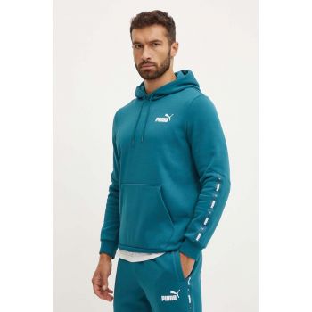 Puma bluza barbati, culoarea verde, cu glugă, cu imprimeu