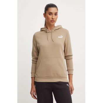 Puma bluza femei, culoarea verde, cu glugă, neted