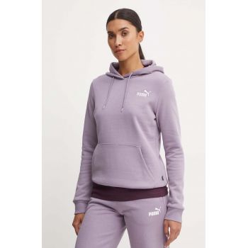 Puma bluza femei, culoarea violet, cu glugă, neted