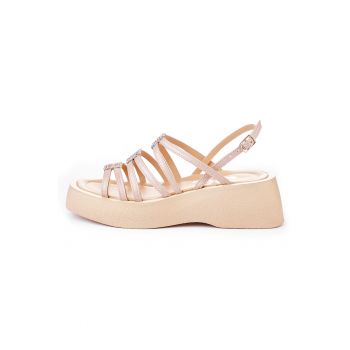 Sandale din piele cu talpa wedge Astrid