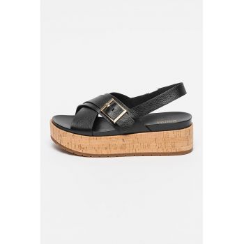 Sandale flatform din piele si piele ecologica Easton