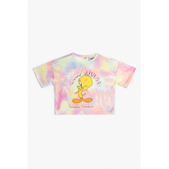 Tricou cu model tie-dye si imprimeu Tweety