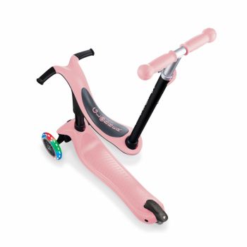 Trotineta Globber Go-Up Sporty 3 in 1 cu lumini culoare roz pastel