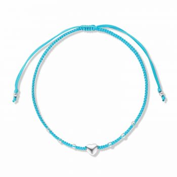 Bratara cu snur Light Blue Heart