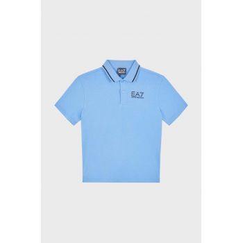 EA7 Emporio Armani tricouri polo din bumbac pentru copii neted