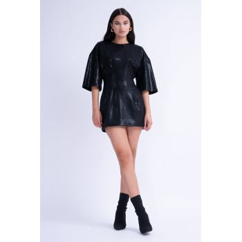 Rochie Mini Cambrata Din Paiete Negre