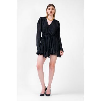 Rochie mini neagra cu insertii