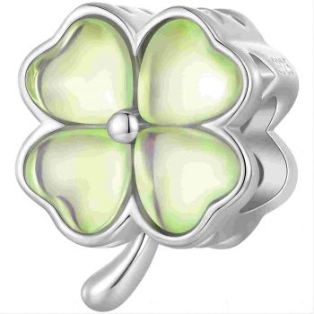 Talisman din argint Light Green Clover