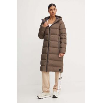 Jack Wolfskin geaca de puf femei, culoarea maro, de iarna