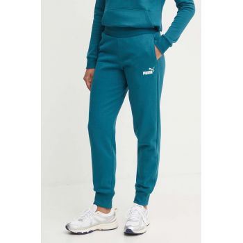 Puma pantaloni de trening culoarea verde, neted