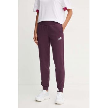 Puma pantaloni de trening femei, culoarea bordo, neted