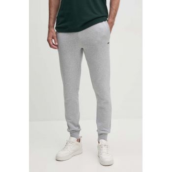 Lacoste pantaloni de trening barbati, culoarea gri, neted