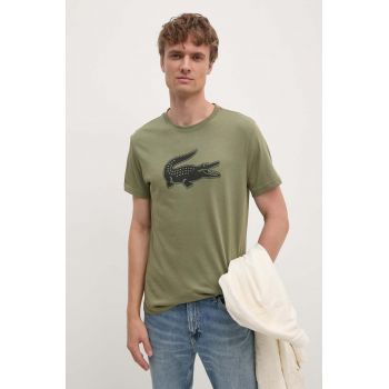 Lacoste tricou barbati, culoarea verde, cu imprimeu