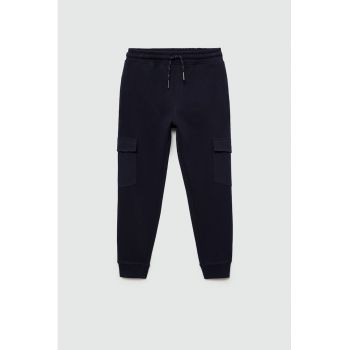 Pantaloni cargo de trening cu snur in talie