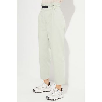 Pantaloni crop cu banda elastica in talie