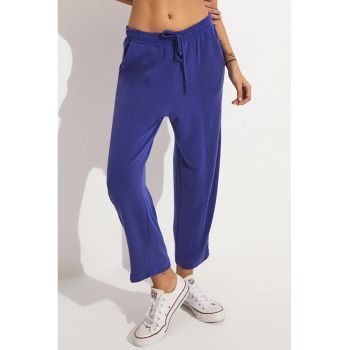 Pantaloni de trening din amestec de modal cu talie medie