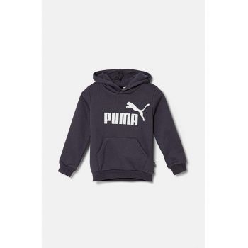 Puma bluza copii culoarea gri, cu glugă, cu imprimeu