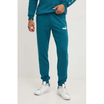 Puma pantaloni de trening barbati, culoarea turcoaz, cu imprimeu