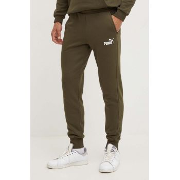 Puma pantaloni de trening culoarea verde, cu imprimeu, 586715