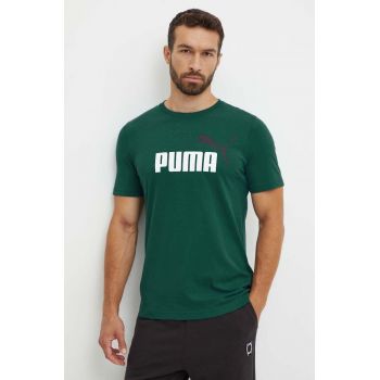 Puma tricou barbati, culoarea verde, cu imprimeu