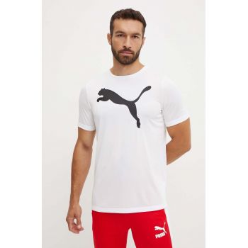 Puma tricou de antrenament Active Big Logo culoarea alb, cu imprimeu