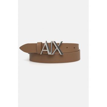 Armani Exchange curea de piele femei, culoarea maro