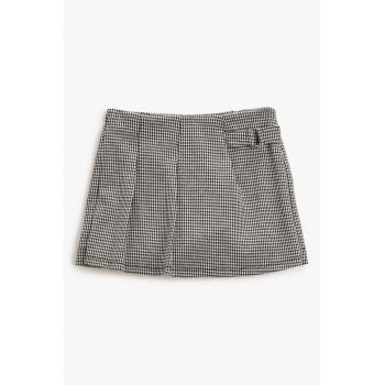 Fusta-pantalon cu pliseuri si model houndstooth