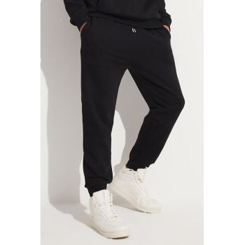 Pantaloni de trening din amestec de bumbac cu snur de ajustare in talie