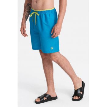 Pantaloni scurti de baie cu model uni si snur de ajustare in talie