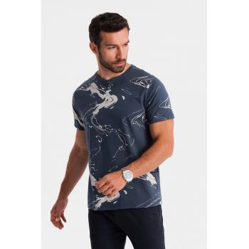 Tricou cu decolteu la baza gatului si model tie-dye