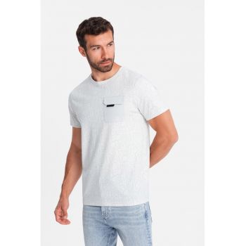 Tricou cu model si buzunar pe piept