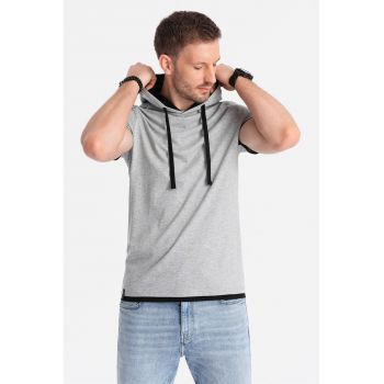 Tricou regular fit din bumbac cu gluga