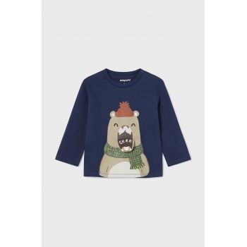 Mayoral longsleeve din bumbac pentru bebeluși culoarea albastru marin, cu imprimeu, 2035