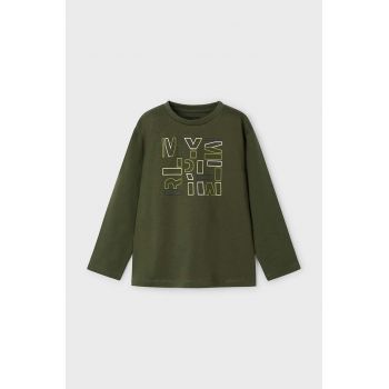 Mayoral longsleeve din bumbac pentru copii culoarea verde, cu imprimeu, 173