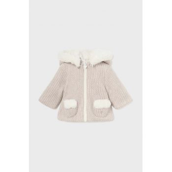 Mayoral Newborn bluza bebe culoarea bej, cu glugă, neted, 2447