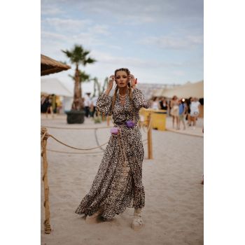 Rochie maxi de festival din voal leopardat