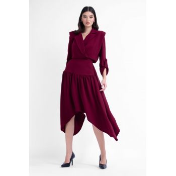 Rochie midi burgundy tip blazer