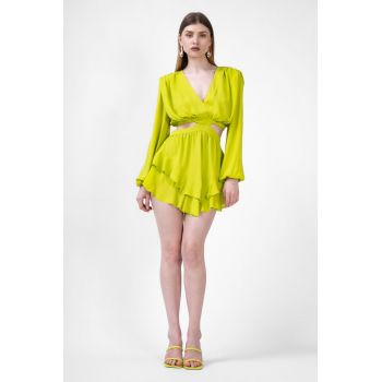 Salopeta mini lime cu cut-out