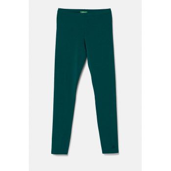 United Colors of Benetton leggins copii culoarea verde, neted, 3MT1CF02G