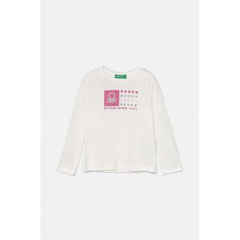 United Colors of Benetton longsleeve din bumbac pentru copii culoarea alb, 3I9WG10F7