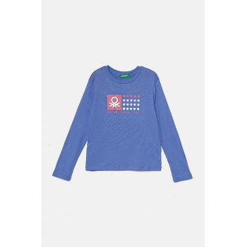 United Colors of Benetton longsleeve din bumbac pentru copii culoarea violet, 3I9WG10F7