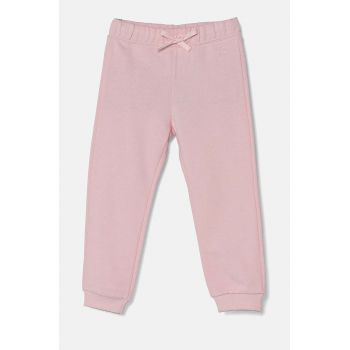 United Colors of Benetton pantaloni de trening din bumbac pentru copii culoarea roz, neted, 3J70GF01N